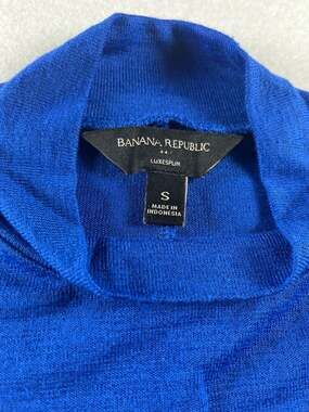 Banana Republic Luxespun Sleeveless Mock Neck Top Royal Blue Size S Old Money